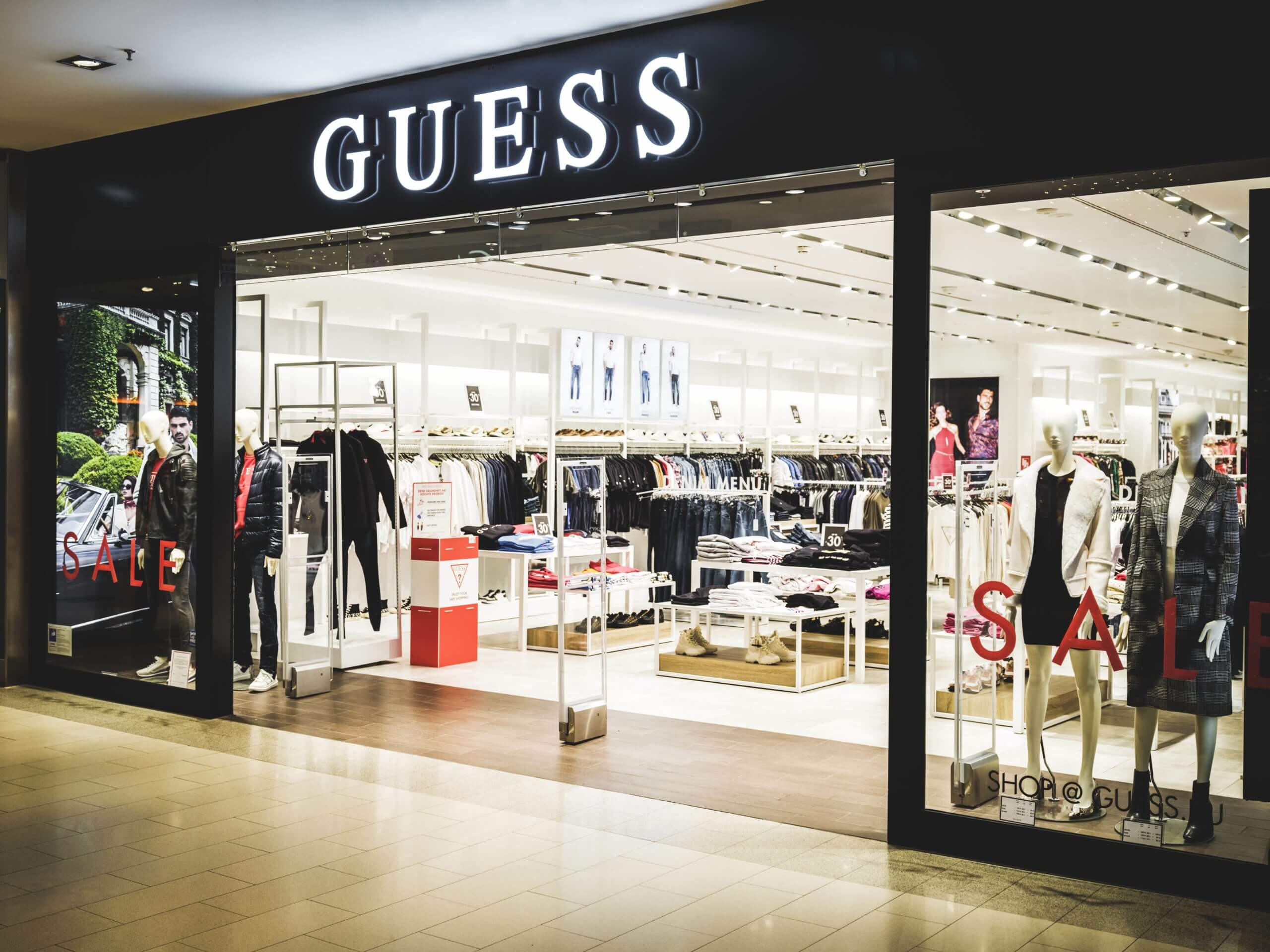 Guess shop front with window vinyls
